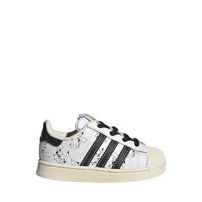 Main view of adidas x Pokémon Superstar II Elastic Lace Athletic Shoe - Baby / Toddler - Cloud White / Core Black / Gold Metallic