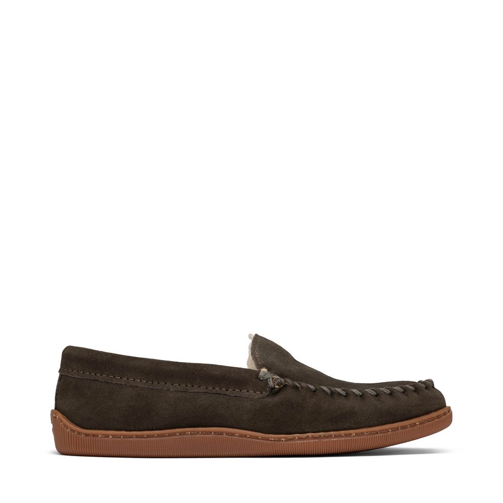 Mens Minnetonka Pile Lined Venetian Slipper - Charcoal