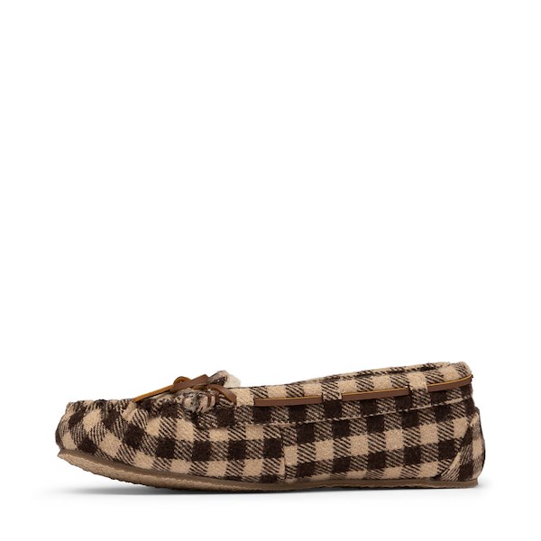 alternate view Womens Minnetonka Cally Slipper - Brown Gingham PlaidALT1