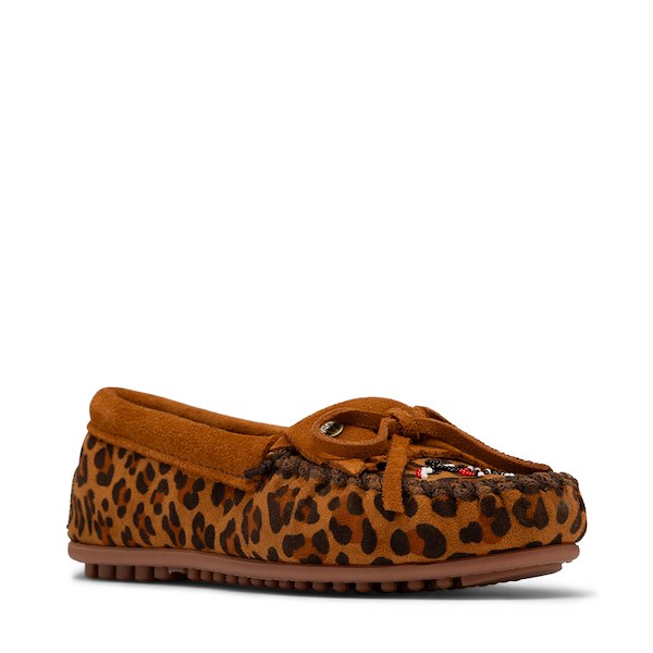 alternate view Womens Minnetonka Thunderbird "Animikii" Hardsole Moccasin - Tan LeopardALT5