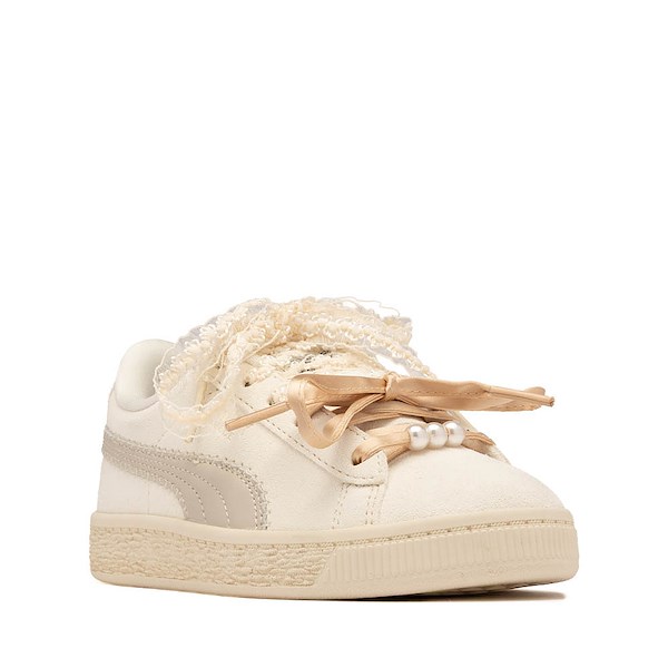 alternate view PUMA Suede Bloom Athletic Shoe - Little Kid / Big Kid - Frosted Ivory / Silver FogALT5