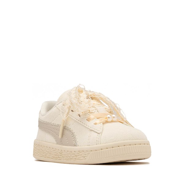 alternate view PUMA Suede Bloom Athletic Shoe - Baby / Toddler - Frosted Ivory / Silver FogALT5