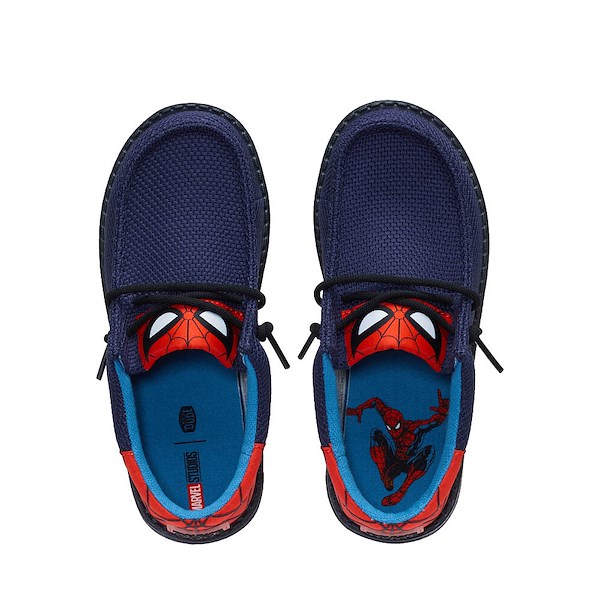 alternate view HEYDUDE Wally Funk Spider-Man Slip-On Casual Shoe - Little Kid / Big Kid - Navy / RedALT2