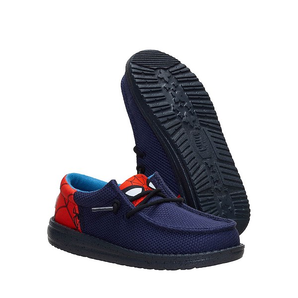 alternate view HEYDUDE Wally Funk Spider-Man Slip-On Casual Shoe - Little Kid / Big Kid - Navy / RedALT3