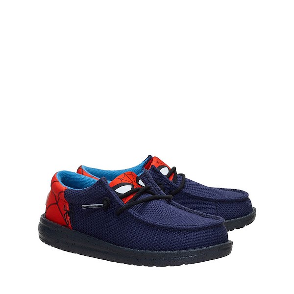 alternate view HEYDUDE Wally Funk Spider-Man Slip-On Casual Shoe - Little Kid / Big Kid - Navy / RedALT5