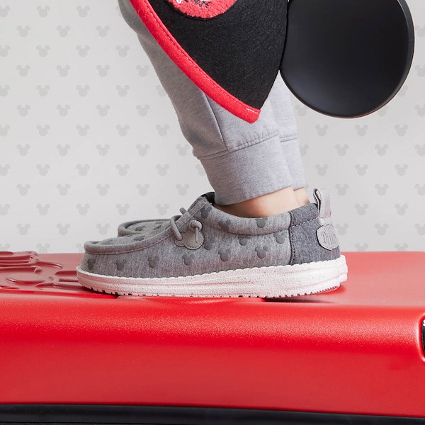 alternate view HEYDUDE Wally Mickey Jersey Slip-On Casual Shoe - Little Kid / Big Kid - Grey / MulticolorALT1C
