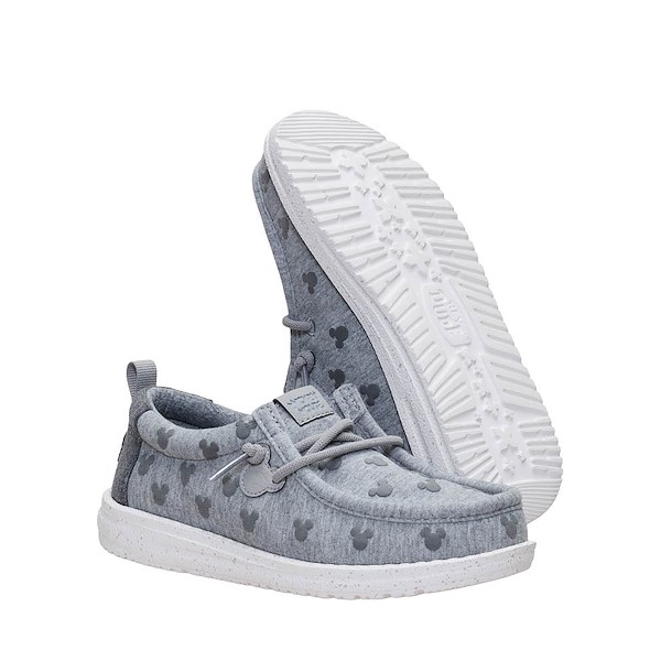 alternate view HEYDUDE Wally Mickey Jersey Slip-On Casual Shoe - Little Kid / Big Kid - Grey / MulticolorALT3