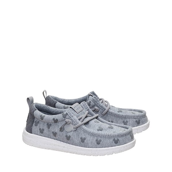 alternate view HEYDUDE Wally Mickey Jersey Slip-On Casual Shoe - Little Kid / Big Kid - Grey / MulticolorALT5