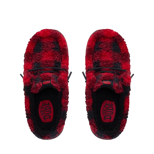 alternate view HEYDUDE Wally Slipper Buffalo Plaid - Little Kid / Big Kid - Flame Scarlet / BlackALT2