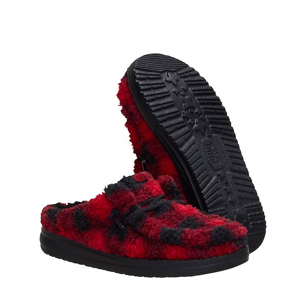 alternate view HEYDUDE Wally Slipper Buffalo Plaid - Little Kid / Big Kid - Flame Scarlet / BlackALT3