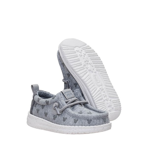 alternate view HEYDUDE Wally Mickey Jersey Slip-On Casual Shoe - Toddler - Grey / MulticolorALT3