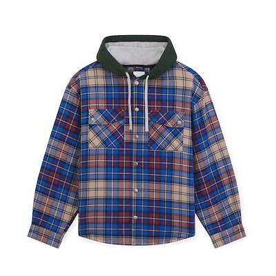 Main view of VANSZA Flannel Hoodie - Deep Indigo Blue
