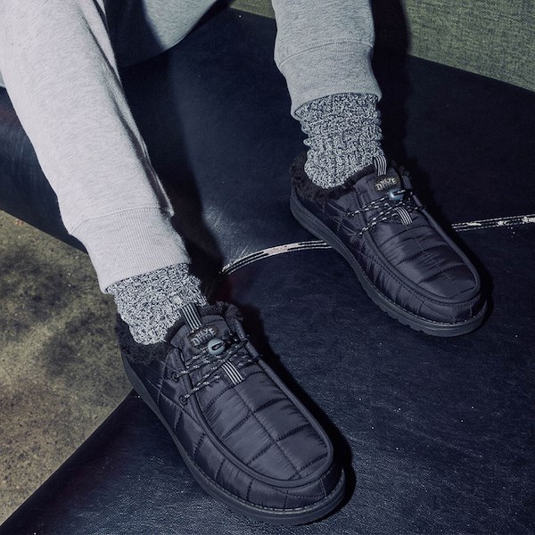 alternate view Mens HEYDUDE Wally Slip Camp Nylon Slipper - Black / Wood ThrushALT1C