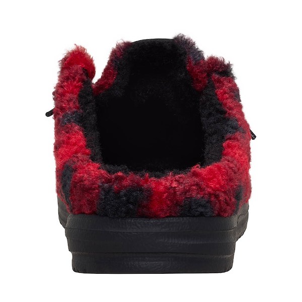 alternate view Mens HEYDUDE Wally Slipper Buffalo Plaid - Flame Scarlet / BlackALT4