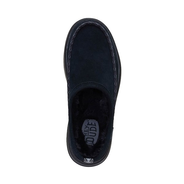 alternate view Womens HEYDUDE Remi Toastee Suede Clog - Black / BlackALT2