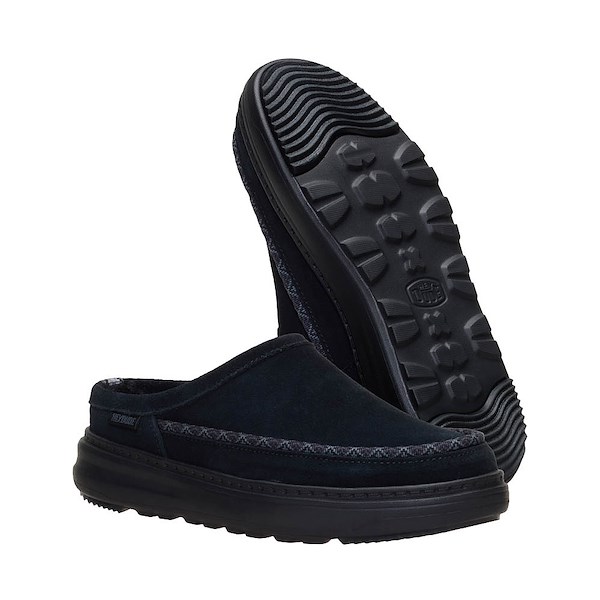 alternate view Womens HEYDUDE Remi Toastee Suede Clog - Black / BlackALT3