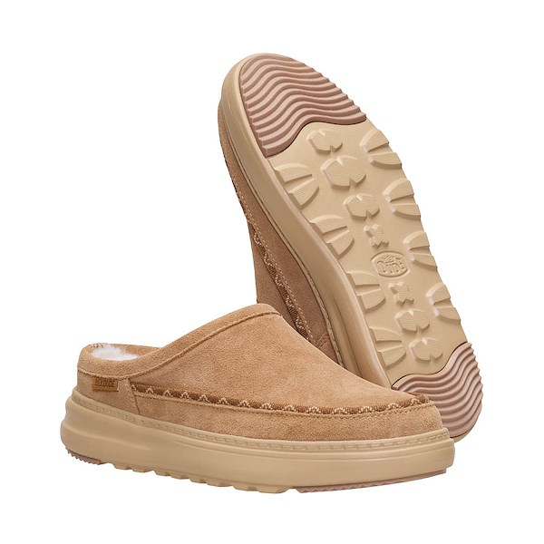alternate view Womens HEYDUDE Remi Toastee Suede Clog - TanALT3